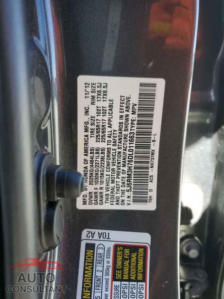 HONDA CRV 2013 - 5J6RM3H76DL011663