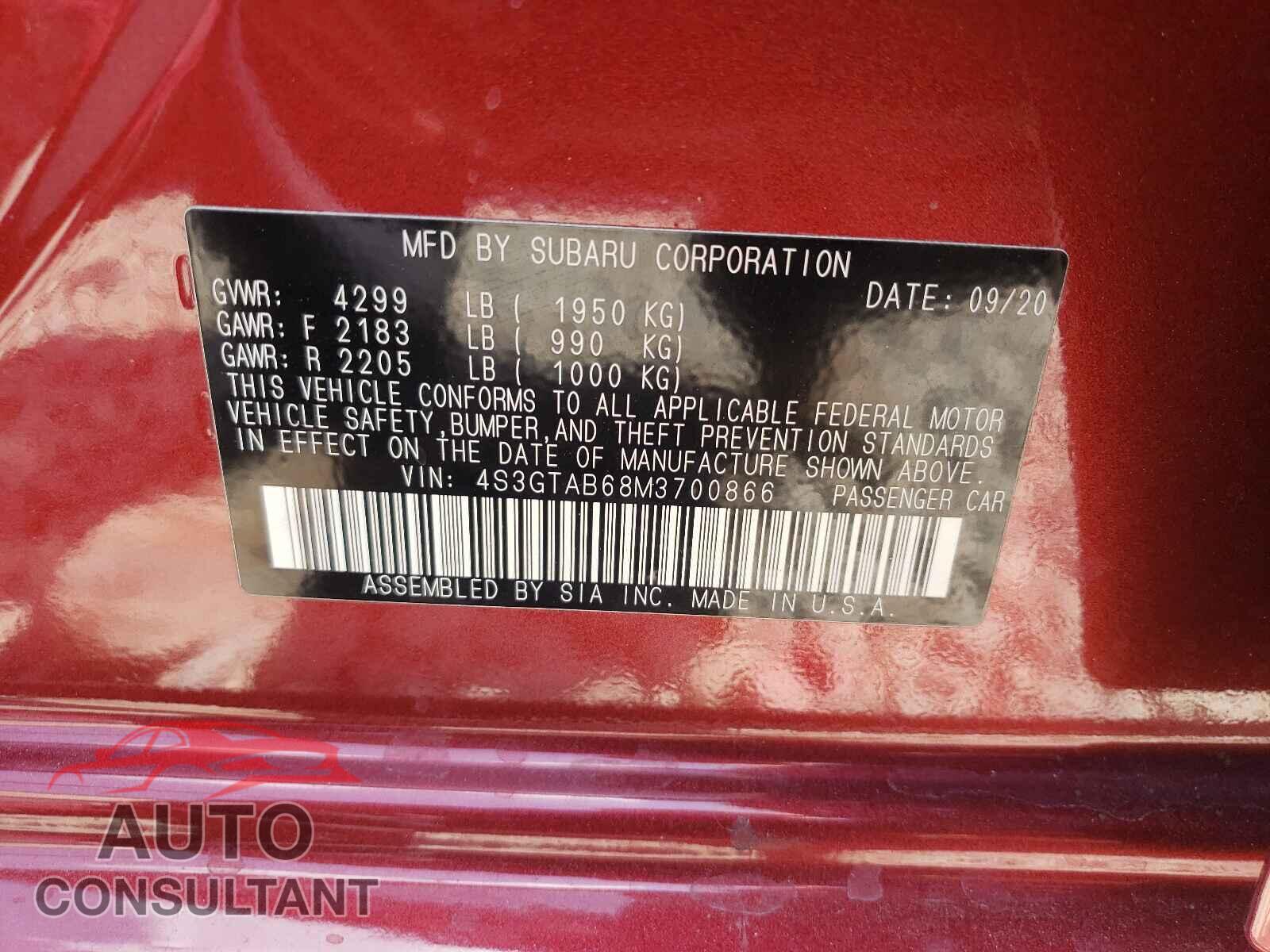 SUBARU IMPREZA 2021 - 4S3GTAB68M3700866