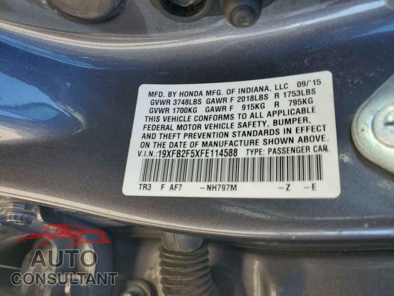 HONDA CIVIC 2015 - 19XFB2F5XFE114588