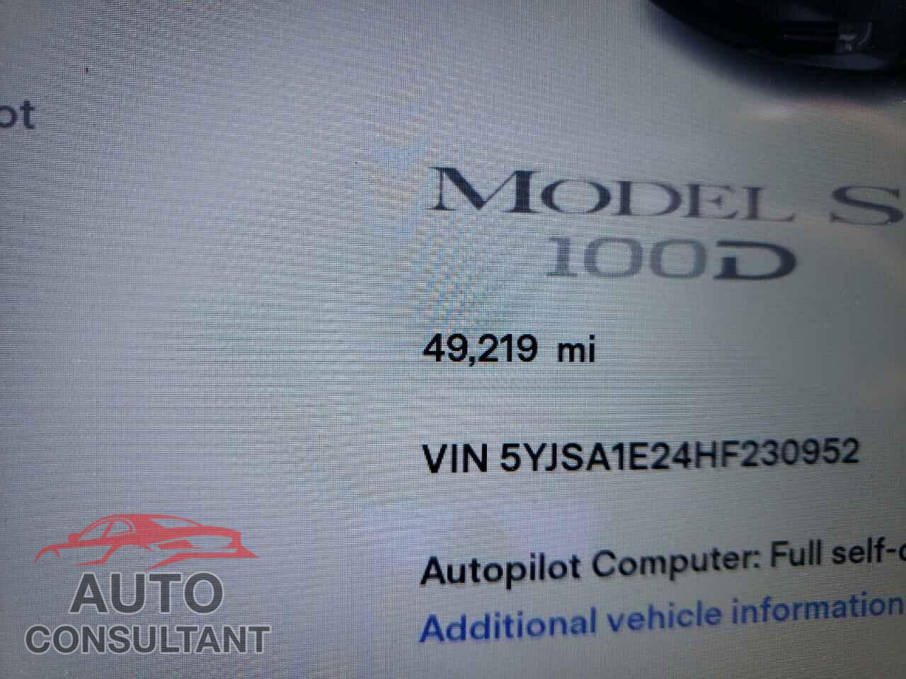 TESLA MODEL S 2017 - 5YJSA1E24HF230952