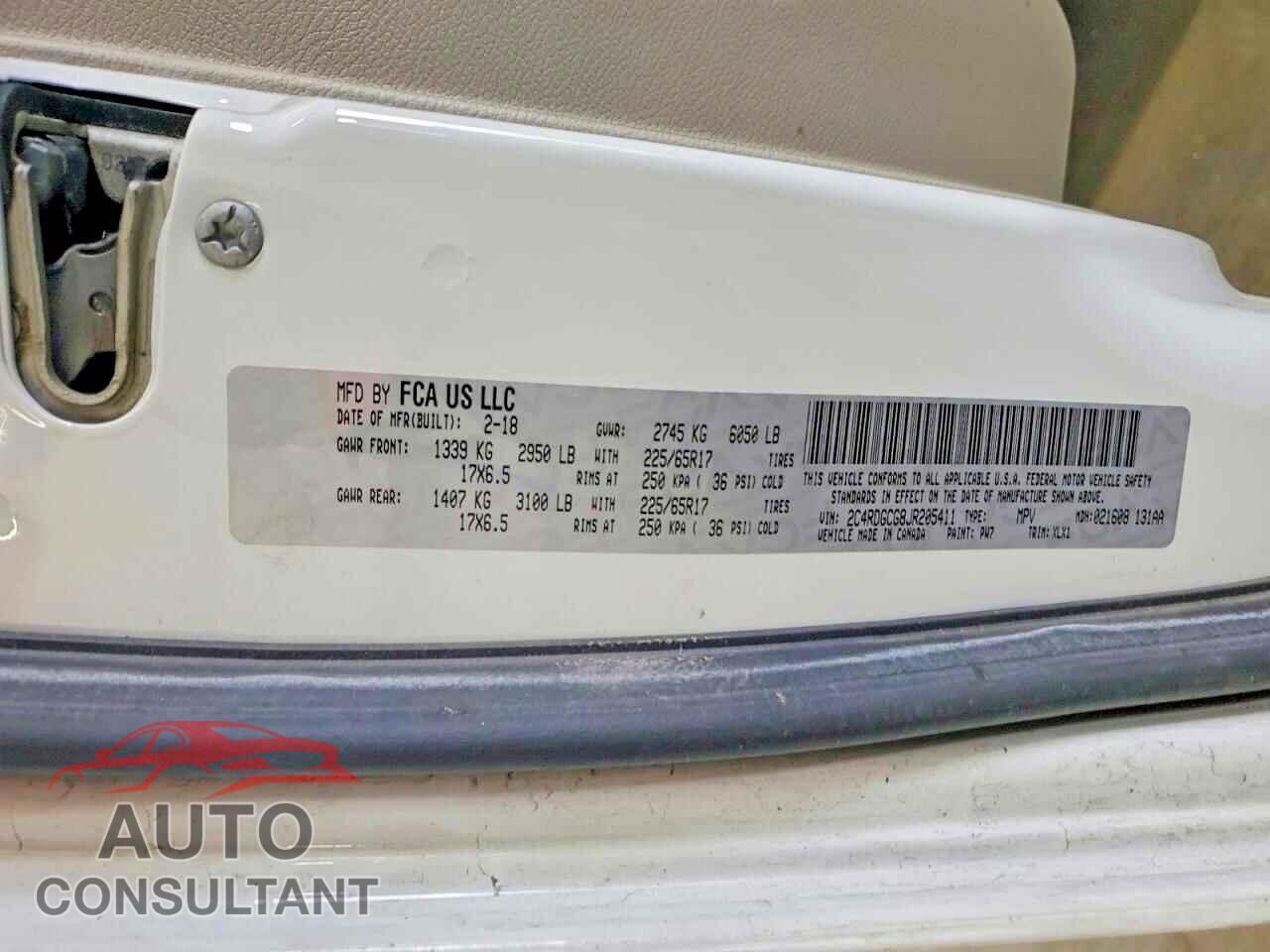 DODGE CARAVAN 2018 - 2C4RDGCG8JR205411