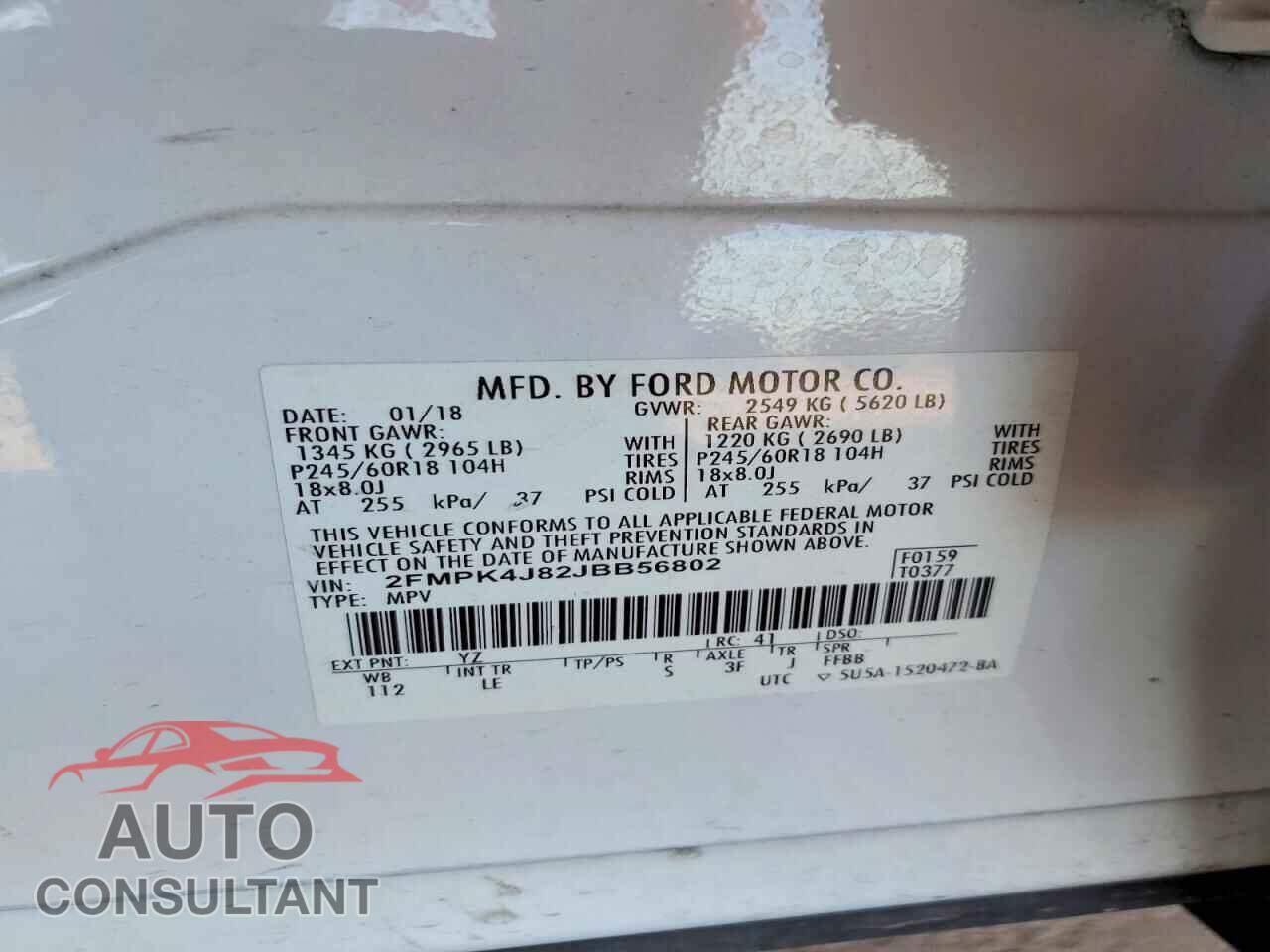 FORD EDGE 2018 - 2FMPK4J82JBB56802