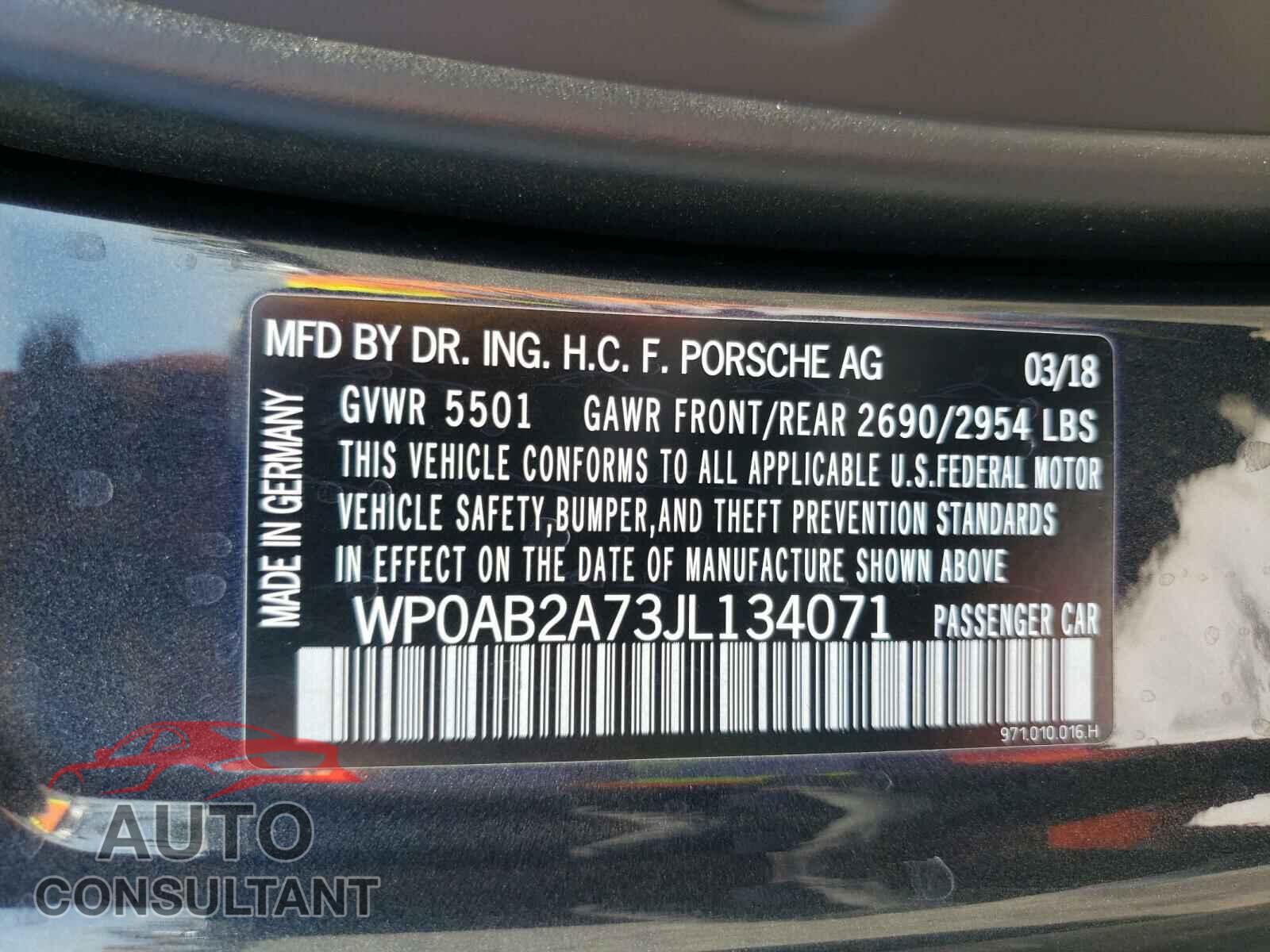 PORSCHE PANAMERA 2018 - WP0AB2A73JL134071