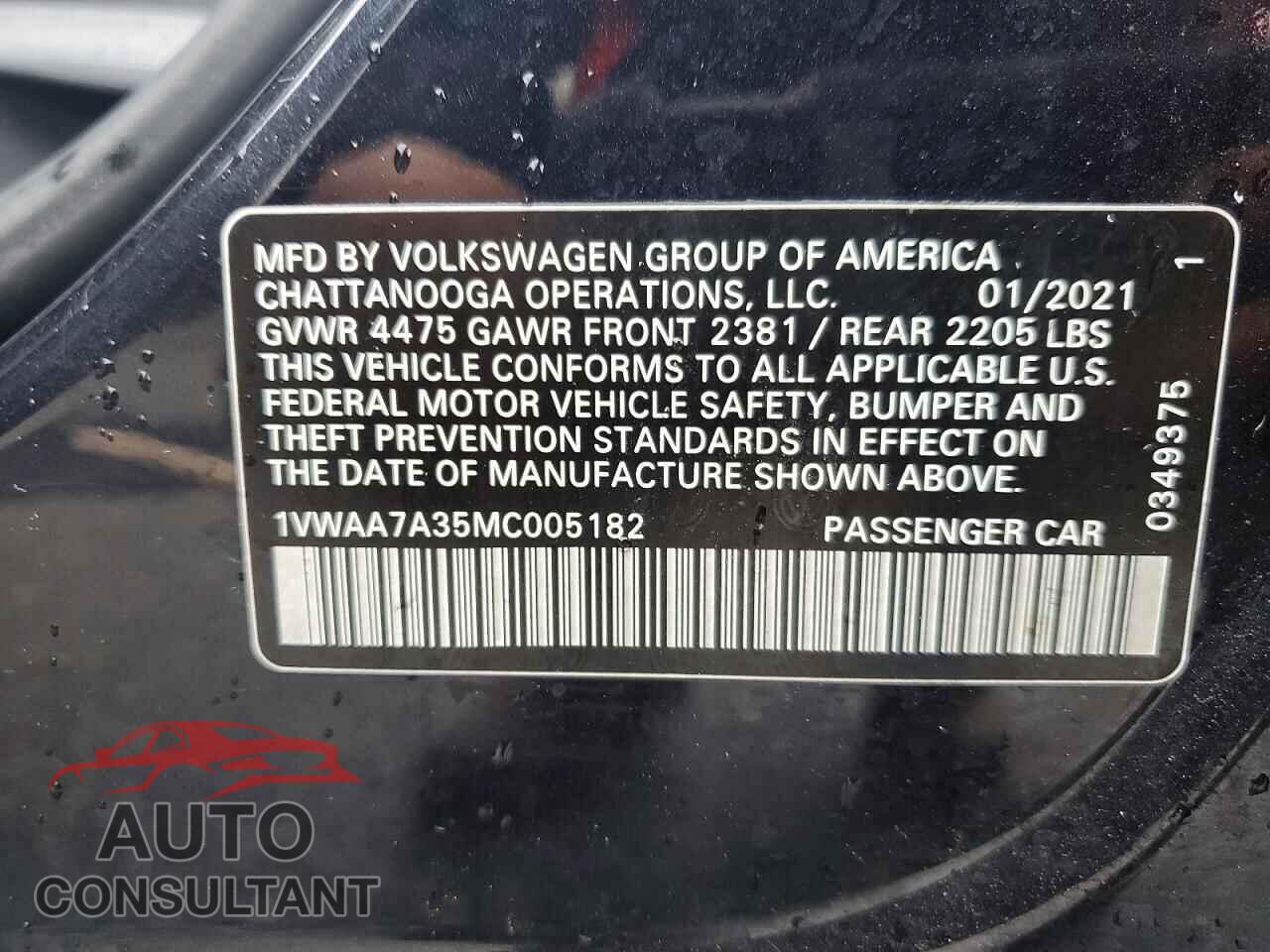 VOLKSWAGEN PASSAT 2021 - 1VWAA7A35MC005182