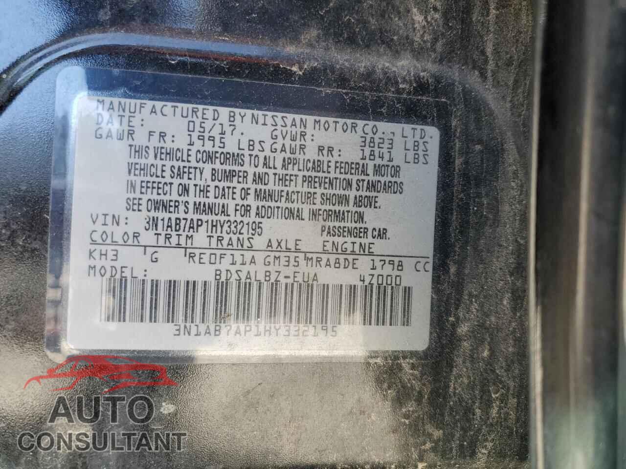 NISSAN SENTRA 2017 - 3N1AB7AP1HY332195