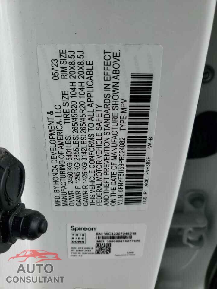 HONDA PASSPORT 2023 - 5FNYF8H59PB024082