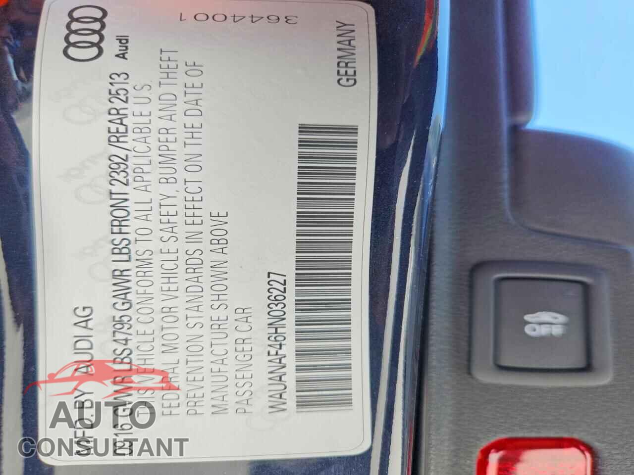 AUDI A4 2017 - WAUANAF46HN036227