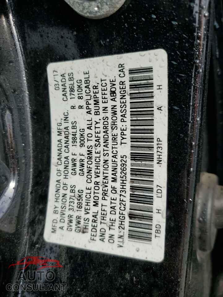 HONDA CIVIC 2017 - 2HGFC2F73HH526925