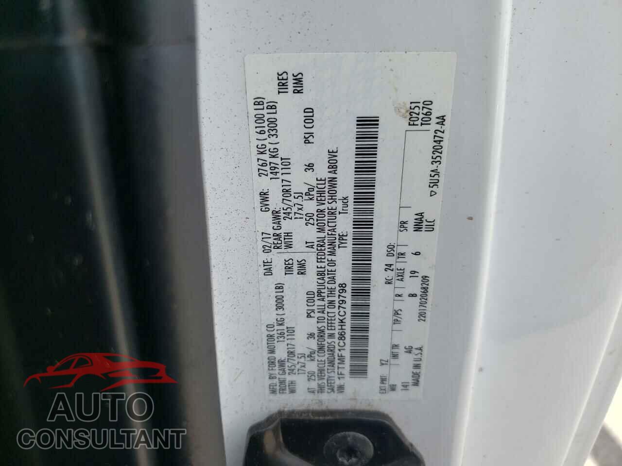 FORD F150 2017 - 1FTMF1C86HKC79798