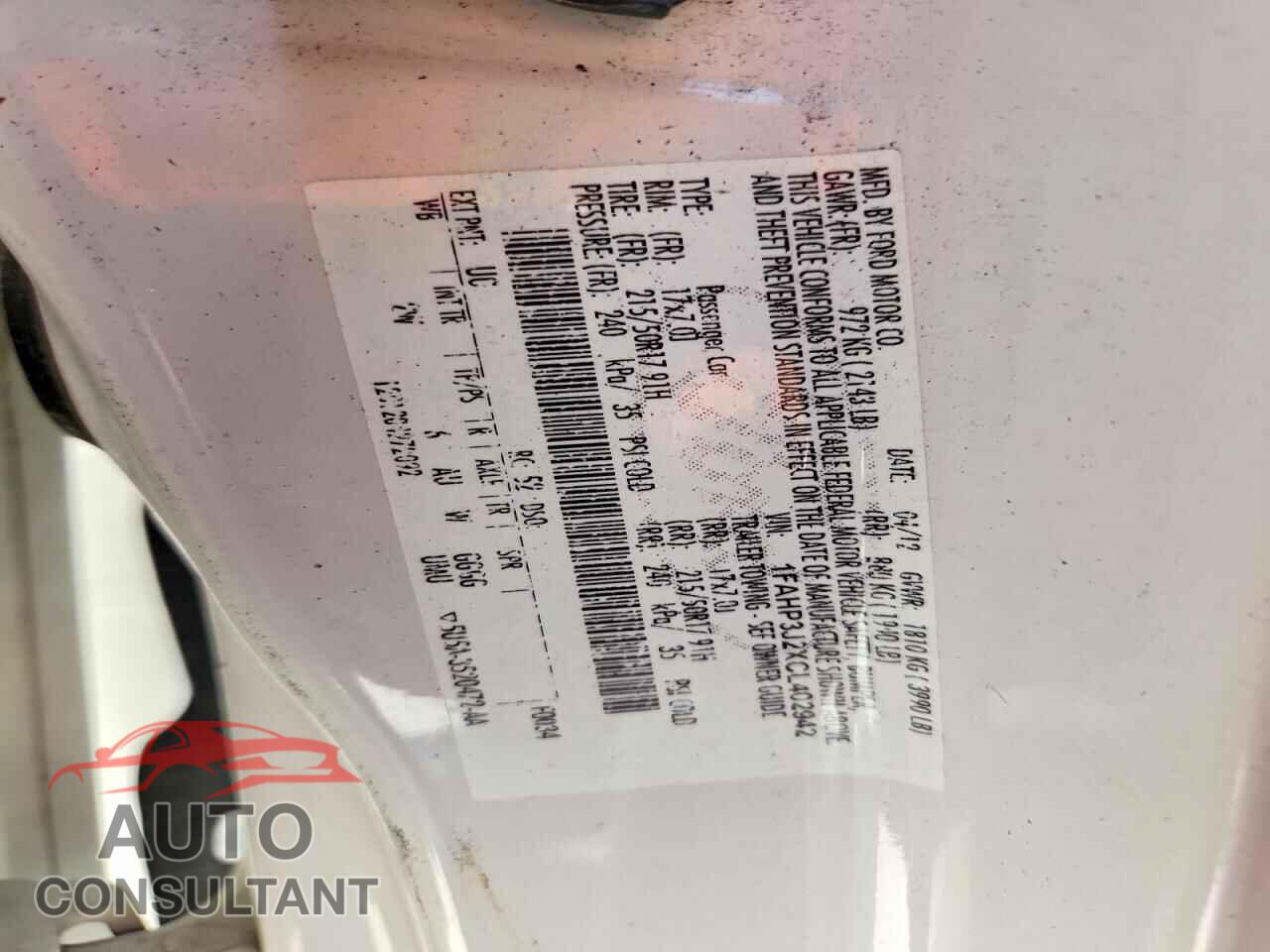 FORD FOCUS 2012 - 1FAHP3J2XCL402942