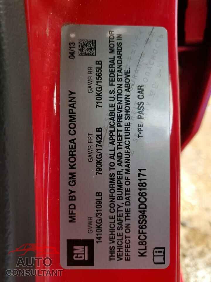 CHEVROLET SPARK 2013 - KL8CF6S94DC618171