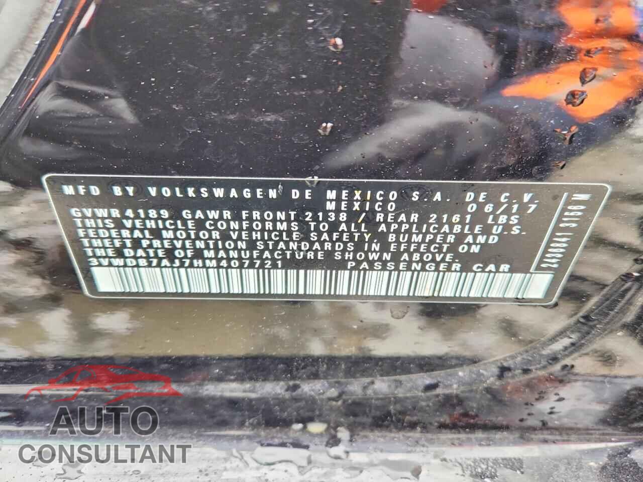 VOLKSWAGEN JETTA 2017 - 3VWDB7AJ7HM407721