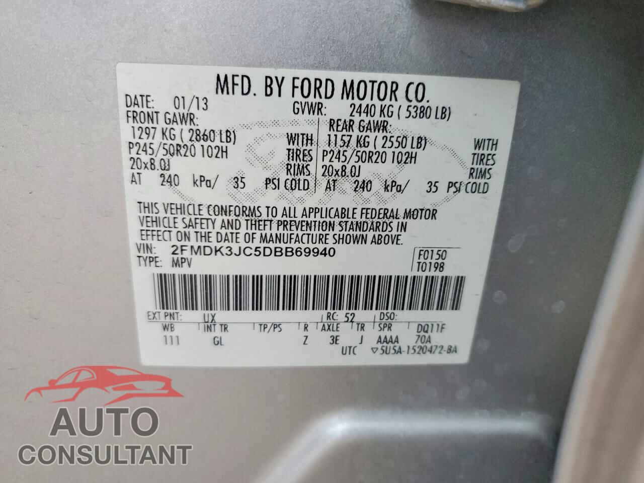 FORD EDGE 2013 - 2FMDK3JC5DBB69940