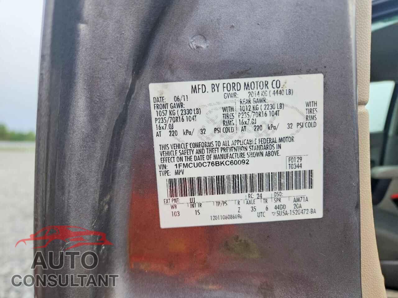 FORD ESCAPE 2011 - 1FMCU0C76BKC60092