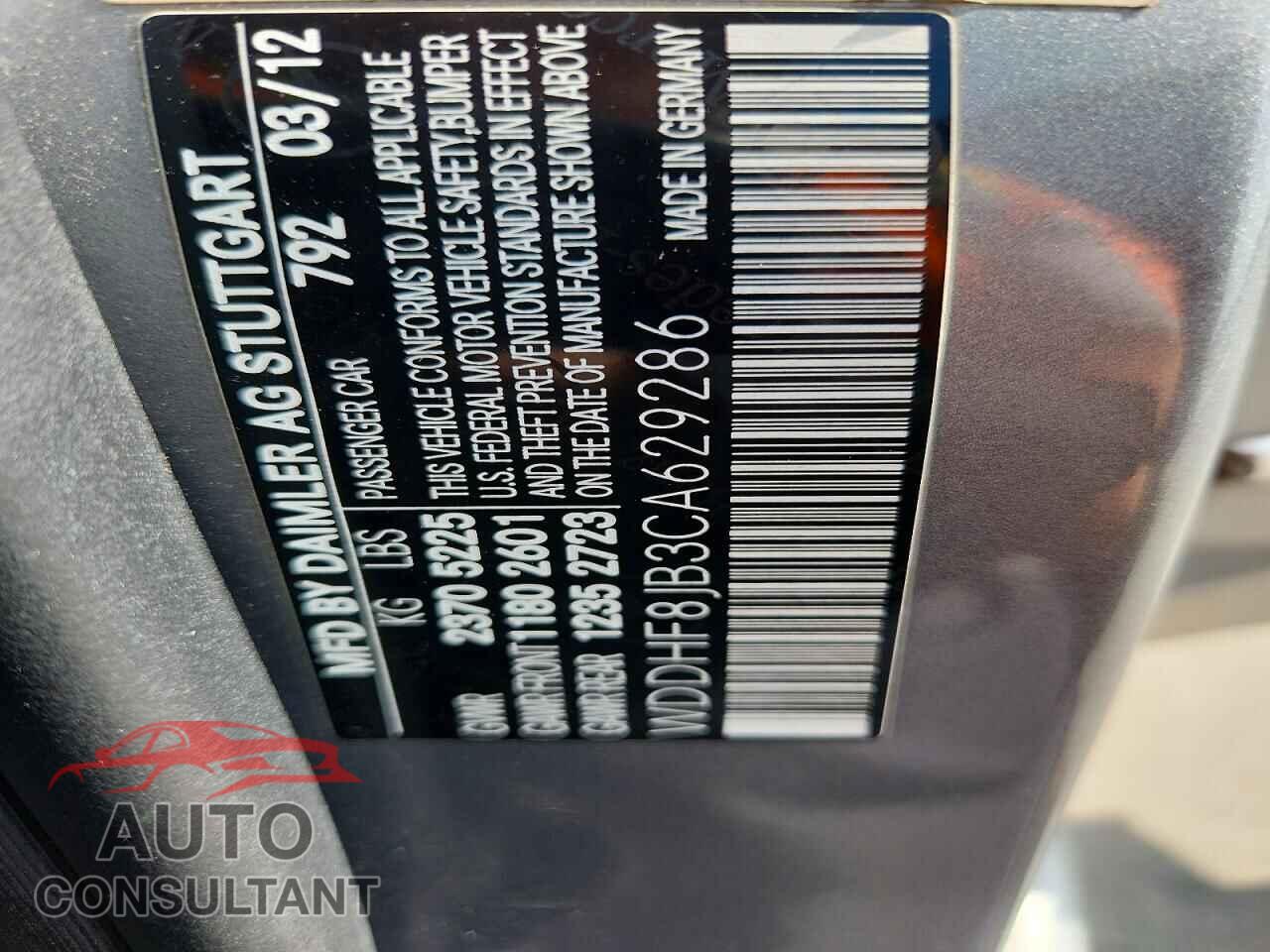 MERCEDES-BENZ E-CLASS 2012 - WDDHF8JB3CA629286