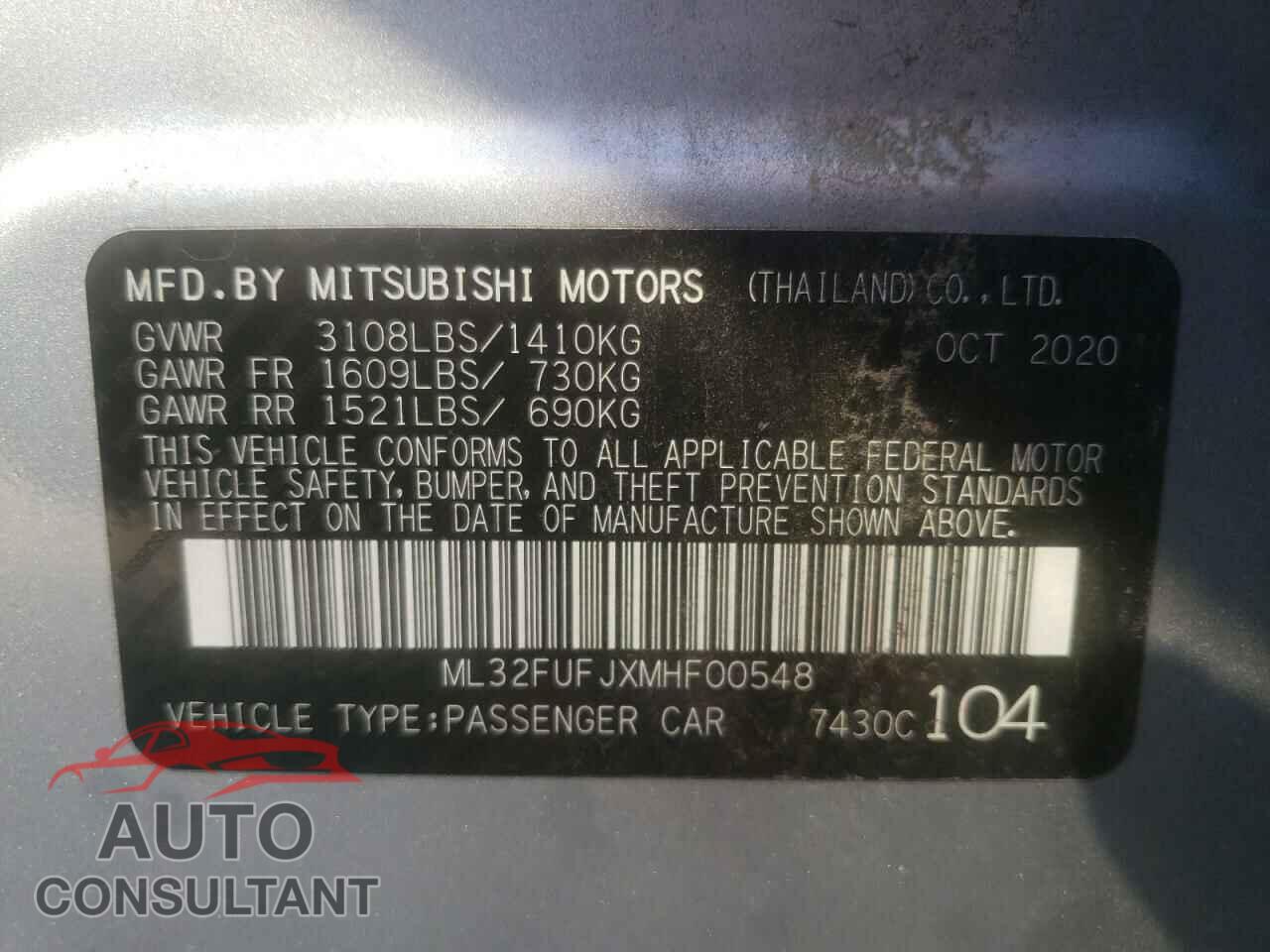 MITSUBISHI MIRAGE 2021 - ML32FUFJXMHF00548