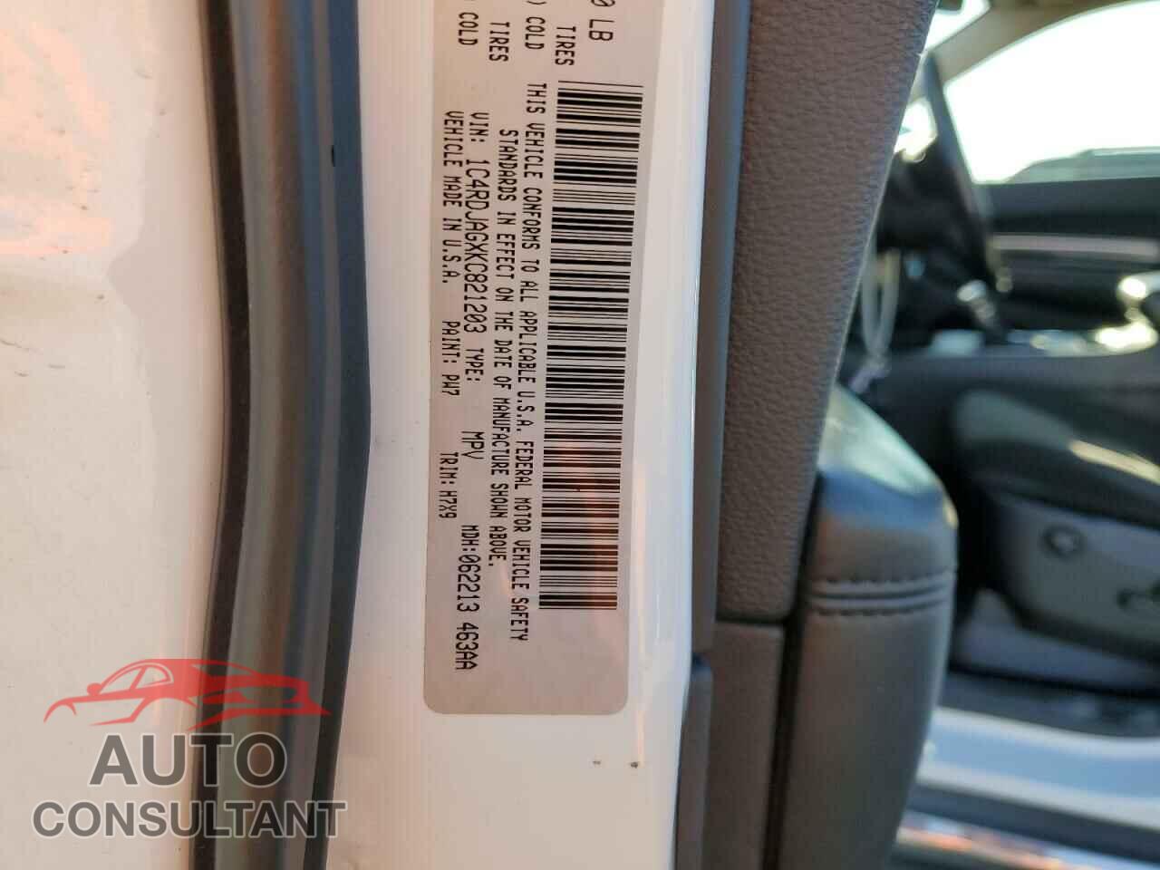 DODGE DURANGO 2019 - 1C4RDJAGXKC821203
