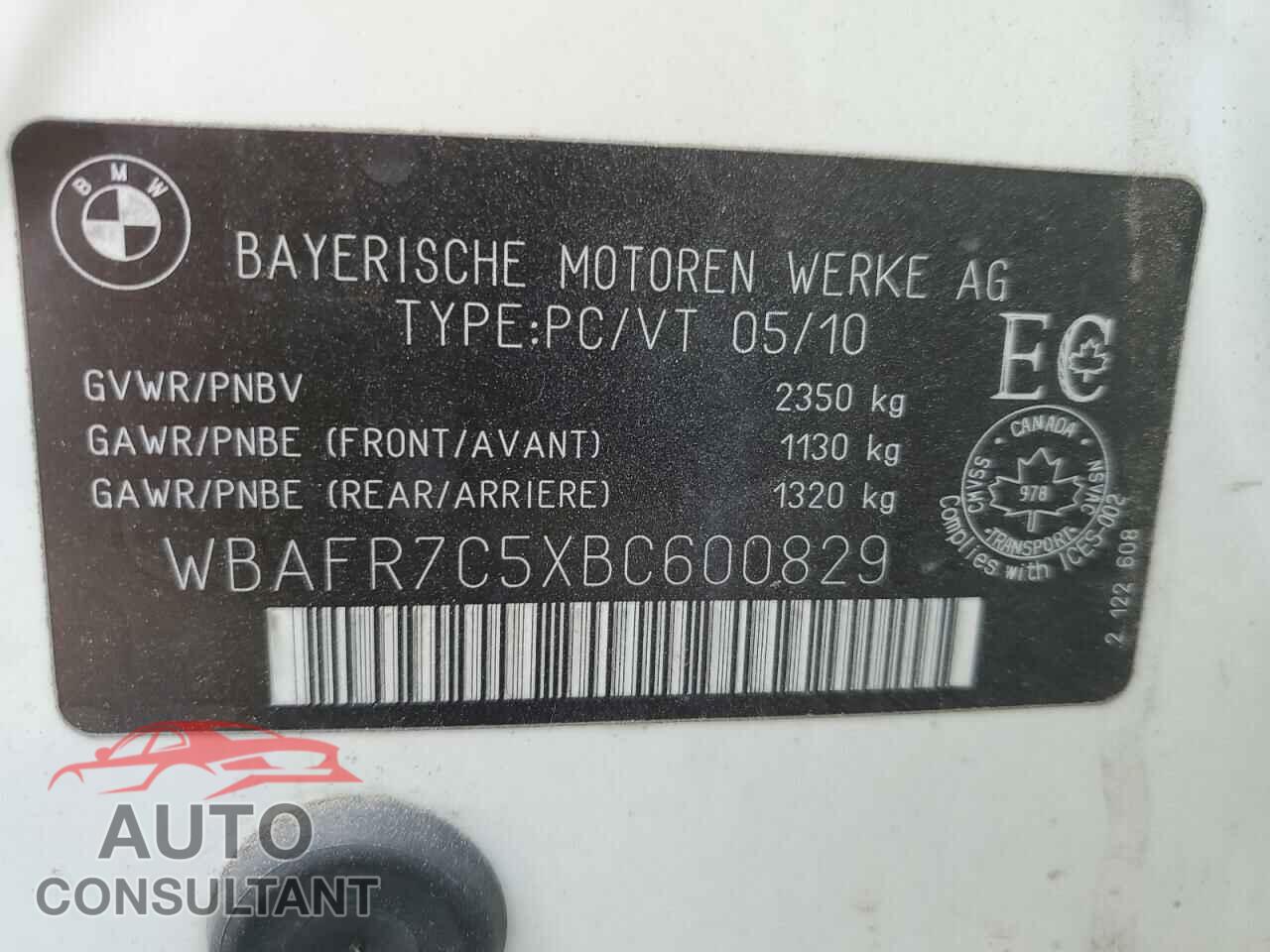 BMW 5 SERIES 2011 - WBAFR7C5XBC600829