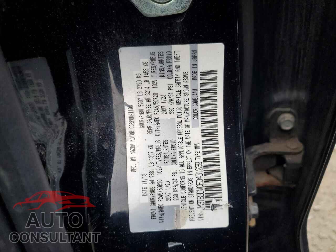 MAZDA CX-9 2014 - JM3TB3DV0E0431239