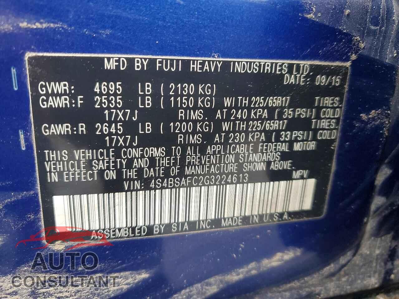 SUBARU OUTBACK 2016 - 4S4BSAFC2G3224613