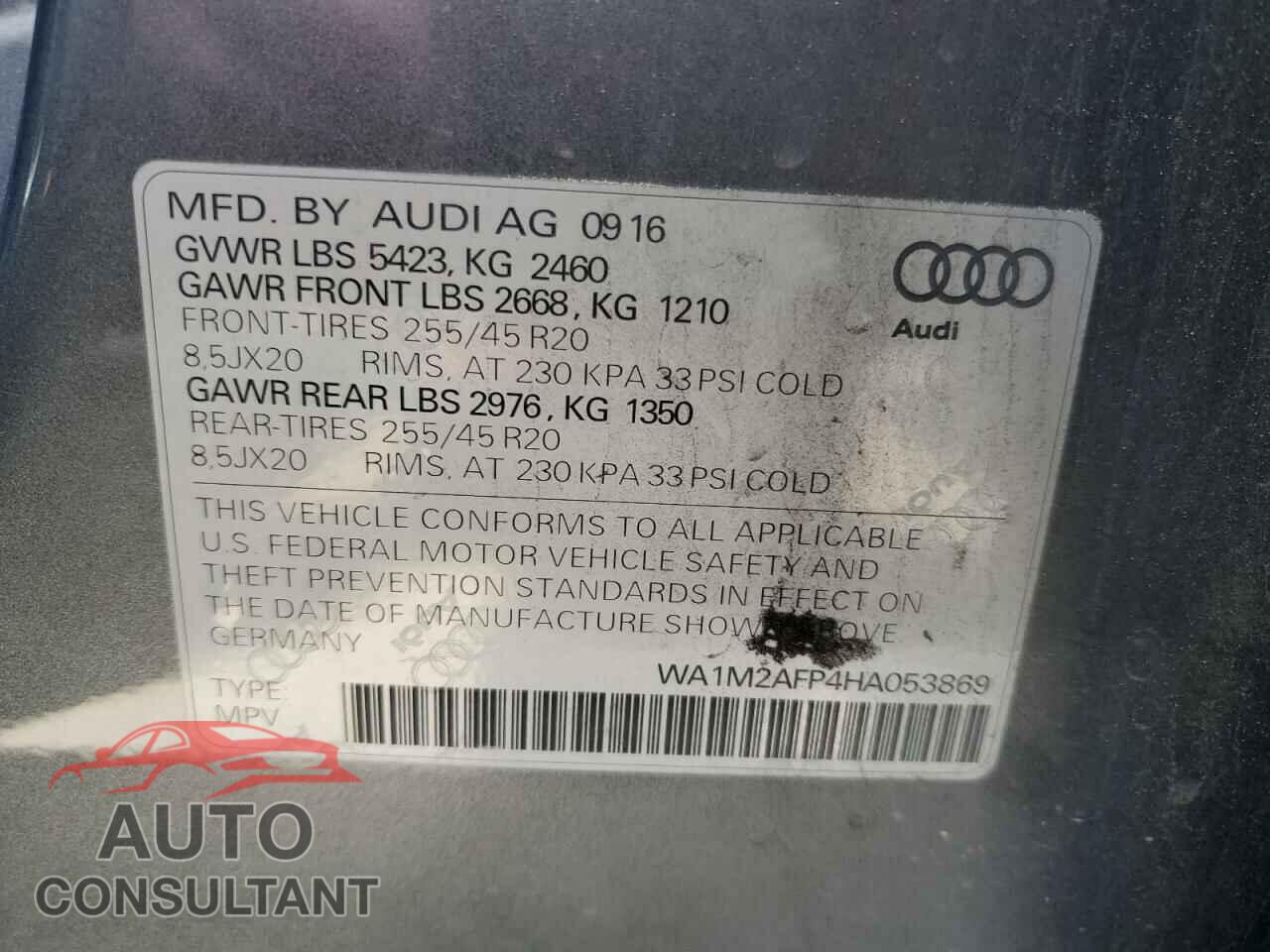 AUDI Q5 2017 - WA1M2AFP4HA053869