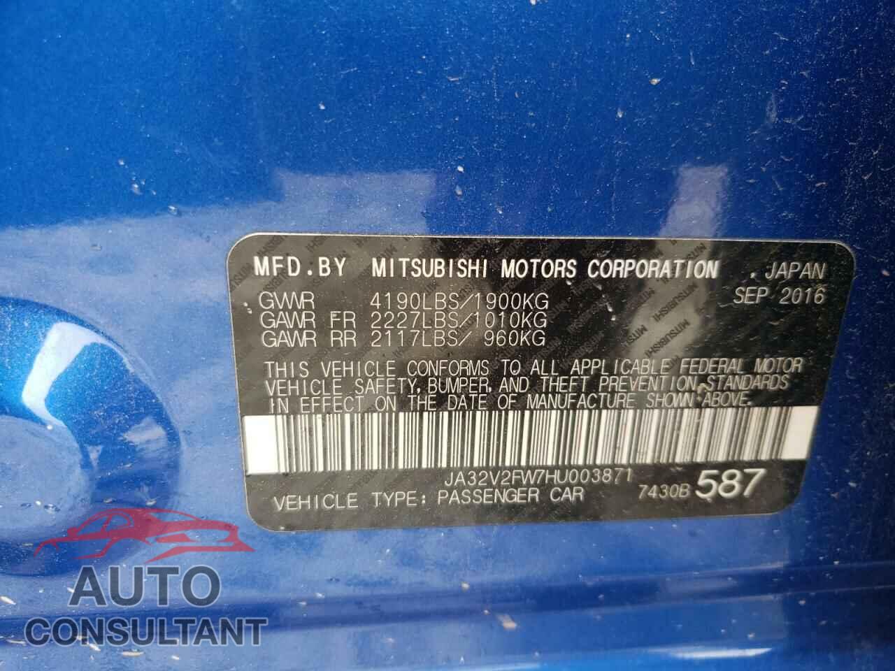 MITSUBISHI LANCER 2017 - JA32V2FW7HU003871