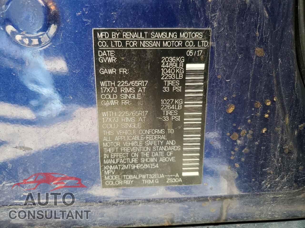 NISSAN ROGUE 2017 - KNMAT2MT9HP584154