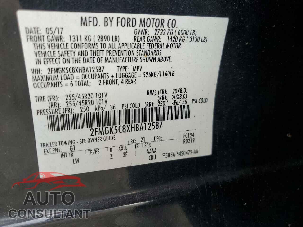 FORD FLEX 2017 - 2FMGK5C8XHBA12587
