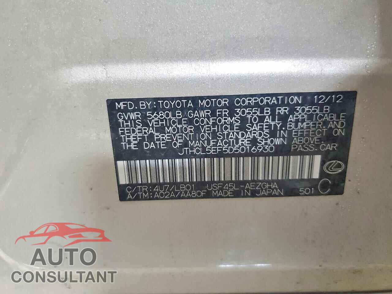 LEXUS LS500 2013 - JTHCL5EF5D5016930