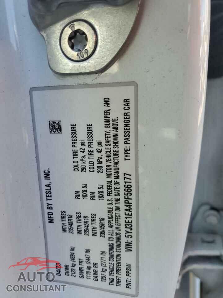 TESLA MODEL 3 2023 - 5YJ3E1EA4PF566177
