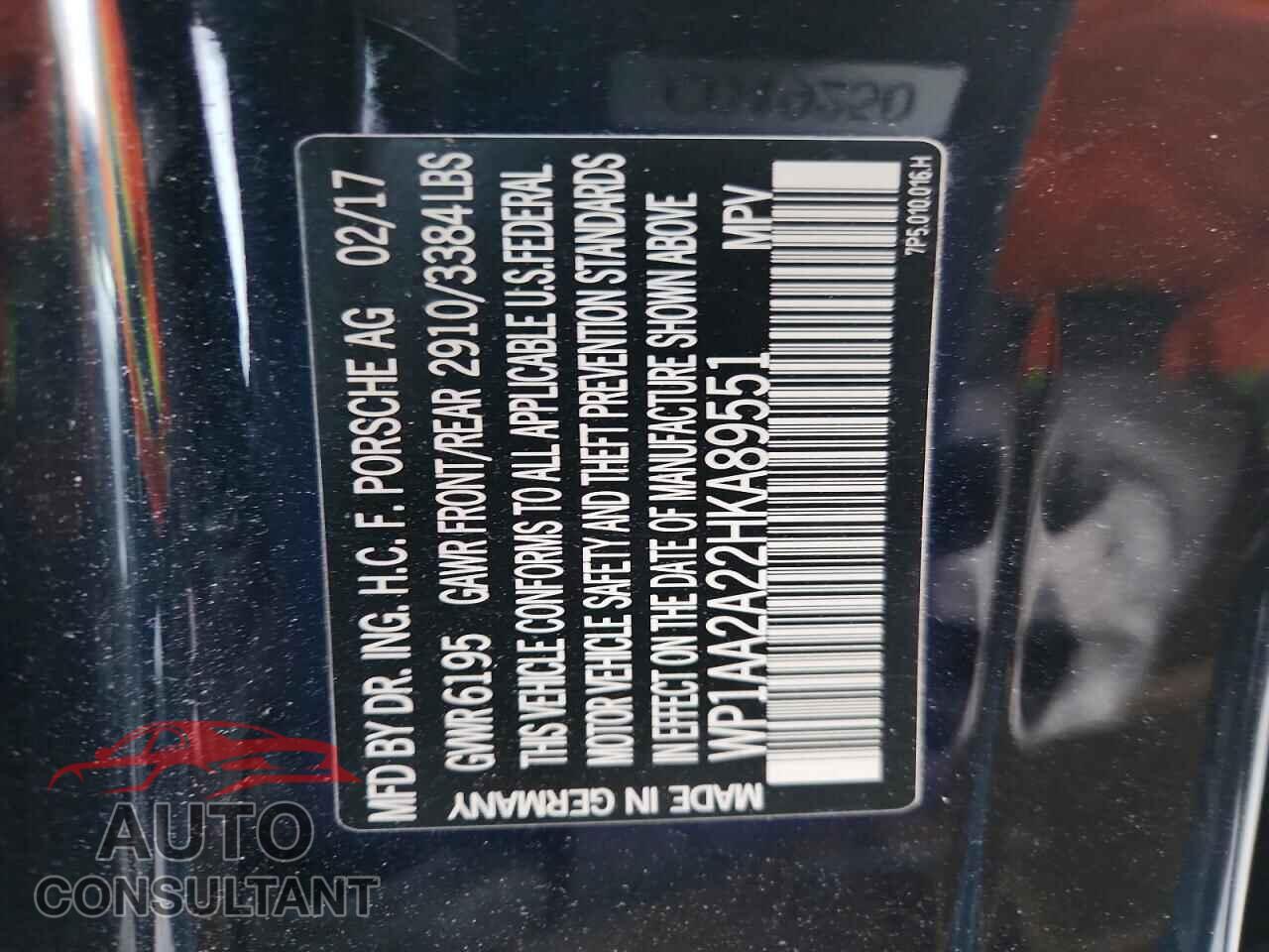 PORSCHE CAYENNE 2017 - WP1AA2A22HKA89551