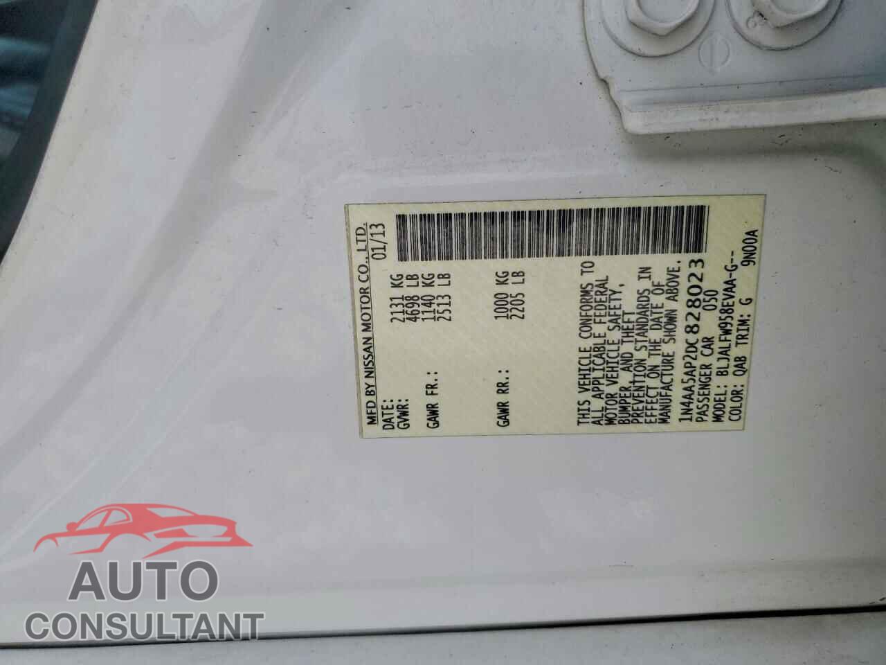 NISSAN MAXIMA 2013 - 1N4AA5AP2DC828023
