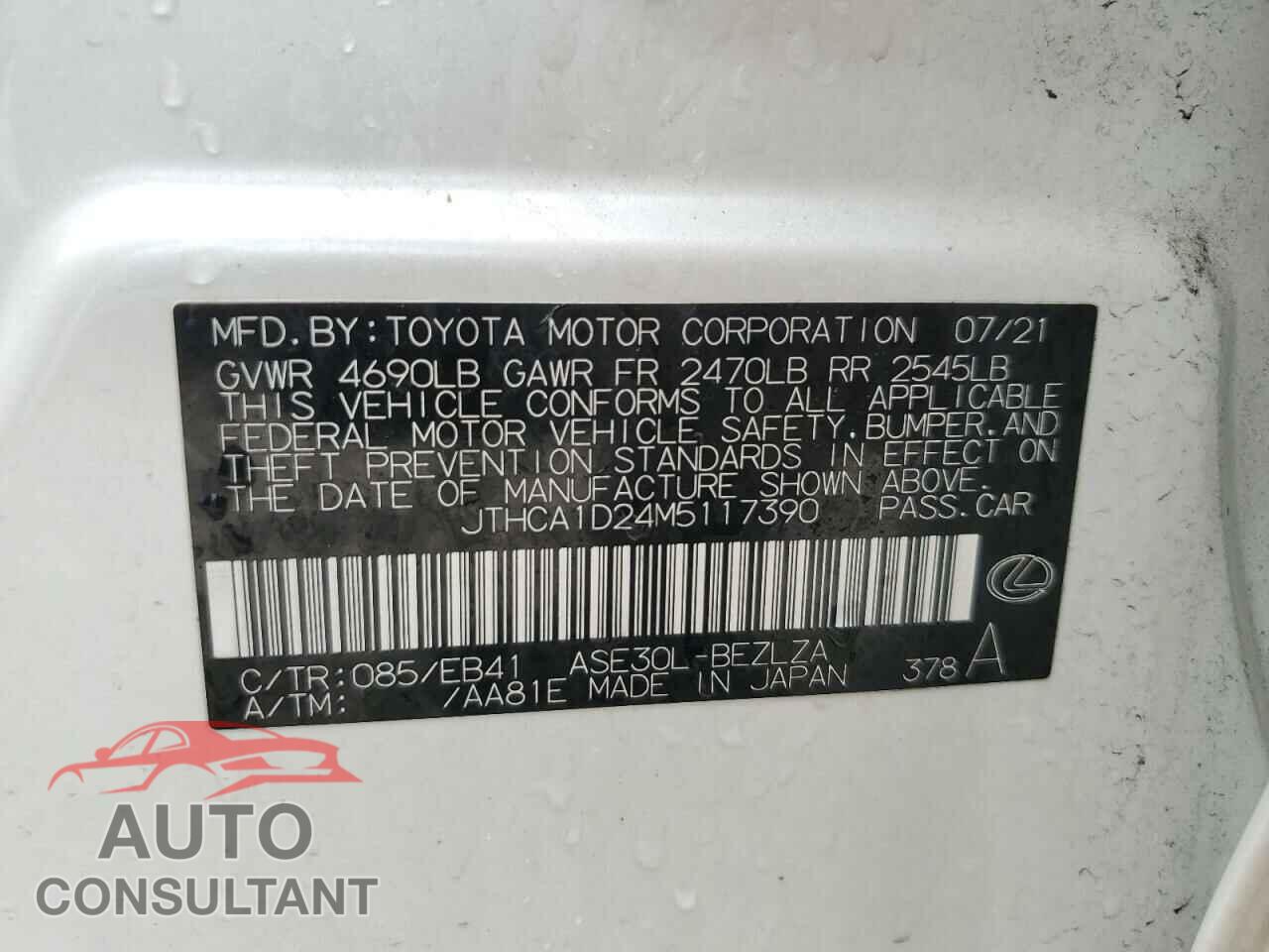 LEXUS IS 2021 - JTHCA1D24M5117390