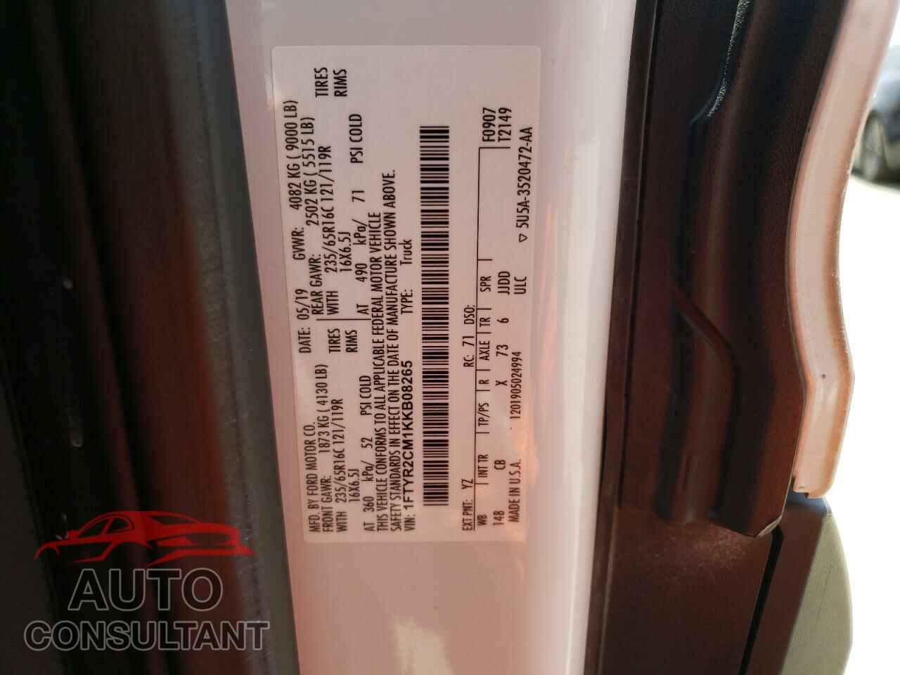 FORD TRANSIT CO 2019 - 1FTYR2CM1KKB08265