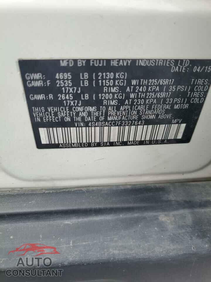 SUBARU OUTBACK 2015 - 4S4BSACC7F3327643