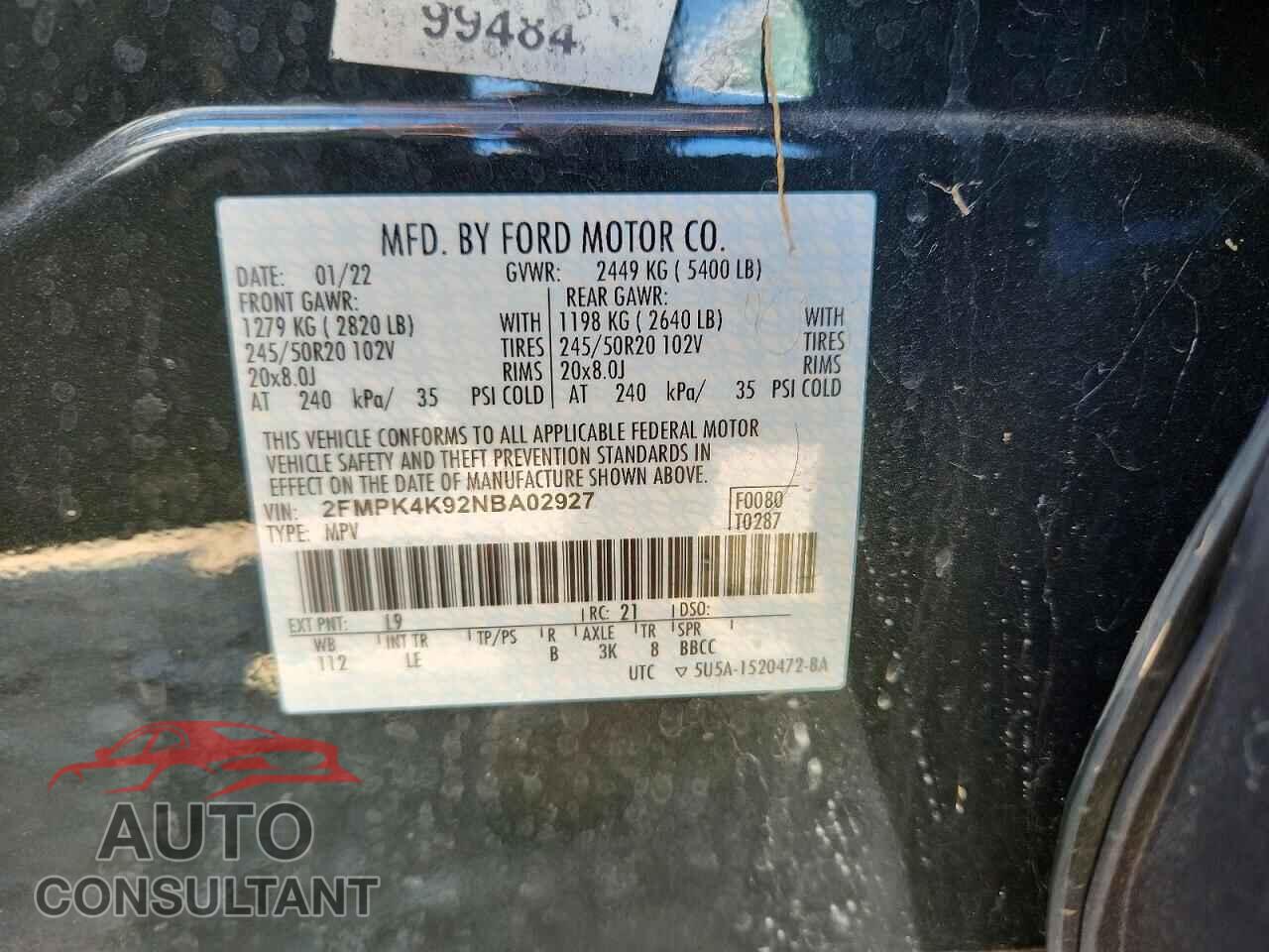 FORD EDGE 2022 - 2FMPK4K92NBA02927