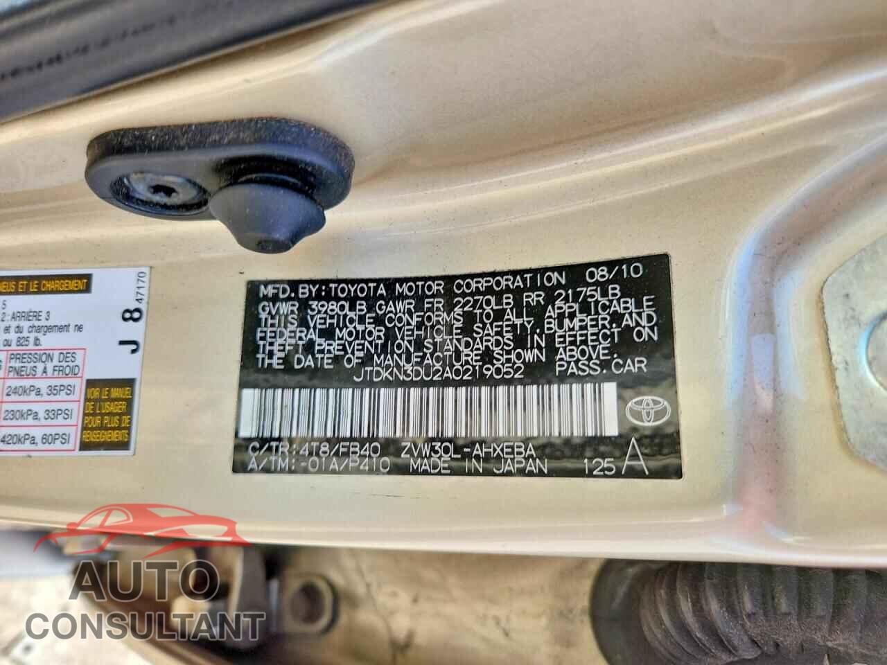 TOYOTA PRIUS 2010 - JTDKN3DU2A0219052