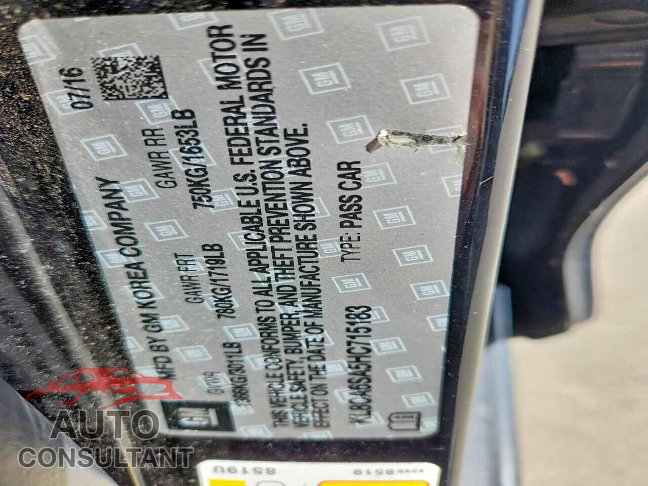 CHEVROLET SPARK 2017 - KL8CA6SA5HC715183