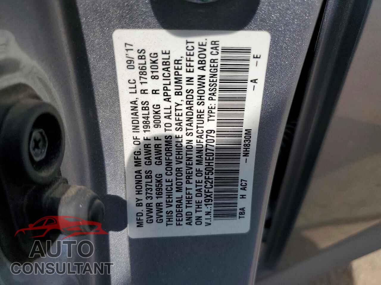 HONDA CIVIC 2017 - 19XFC2F50HE077079