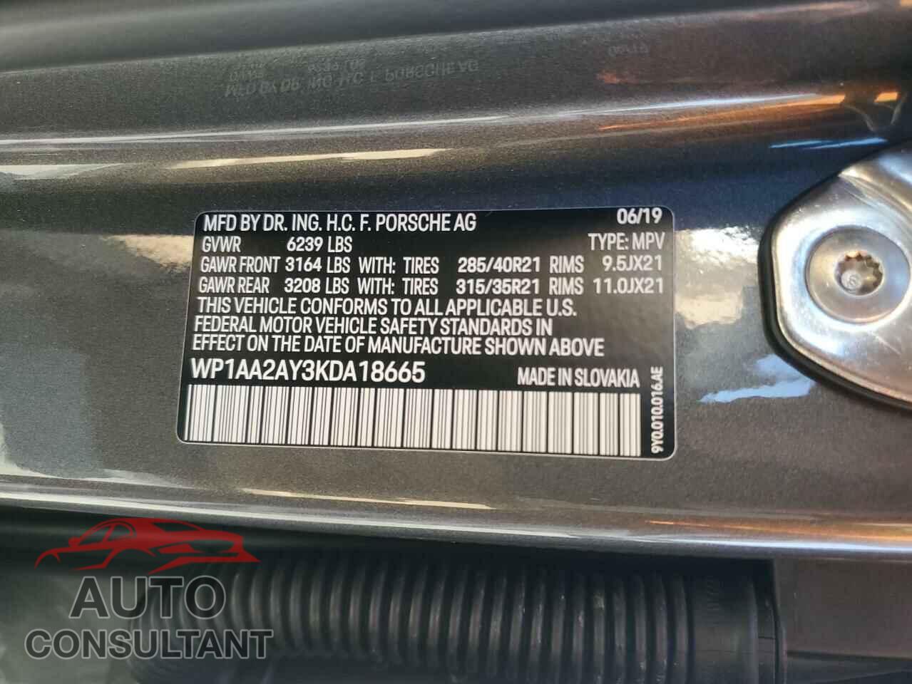 PORSCHE CAYENNE 2019 - WP1AA2AY3KDA18665