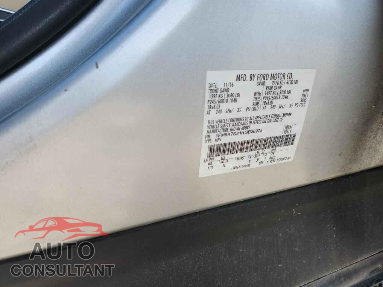 FORD EXPLORER 2017 - 1FM5K7B81HGB26975