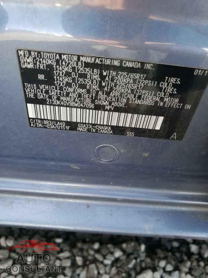 TOYOTA RAV4 2011 - 2T3DK4DV9BW047096