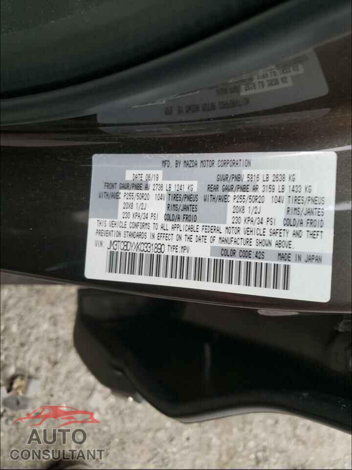 MAZDA CX9 2019 - JM3TCBDYXK0331890