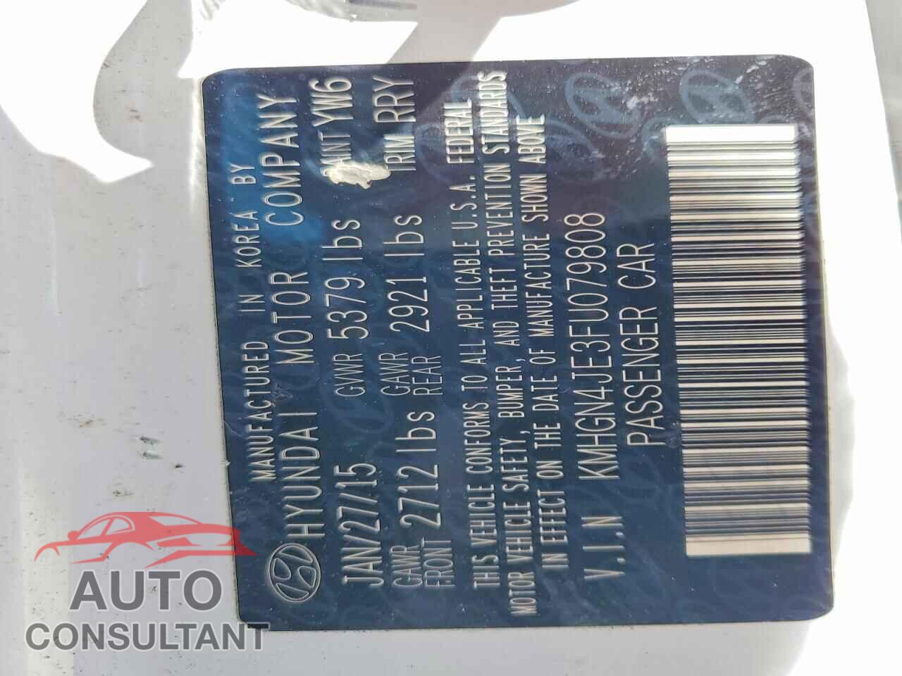 HYUNDAI GENESIS 2015 - KMHGN4JE3FU079808
