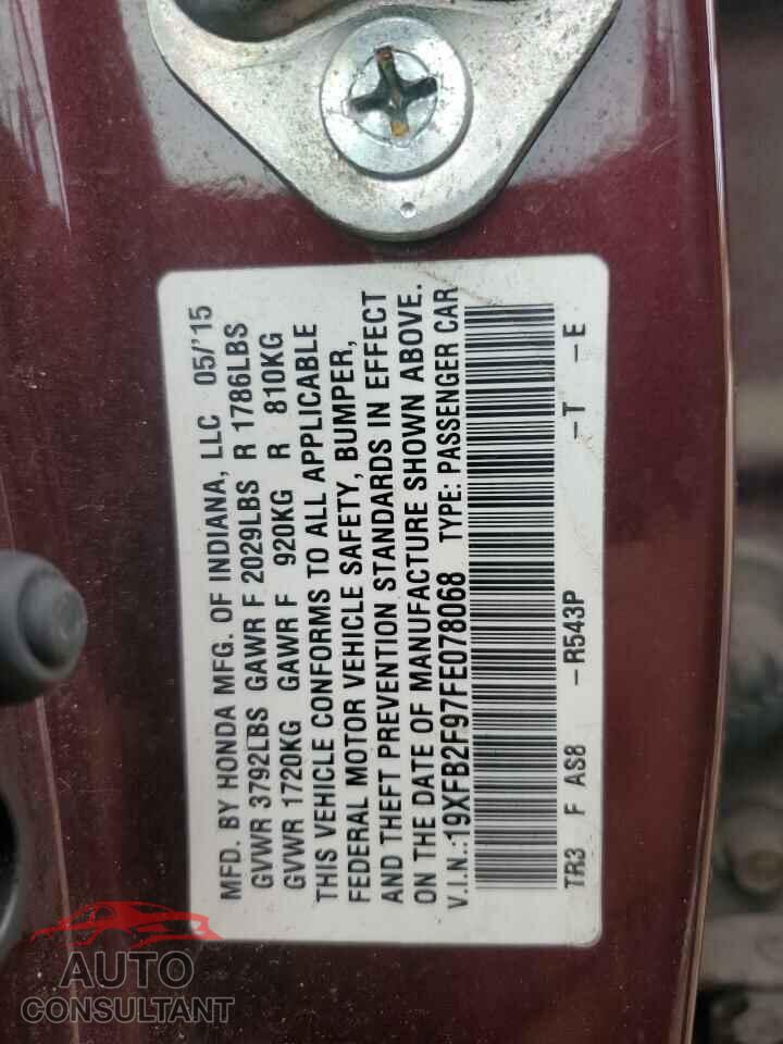 HONDA CIVIC 2015 - 19XFB2F97FE078068