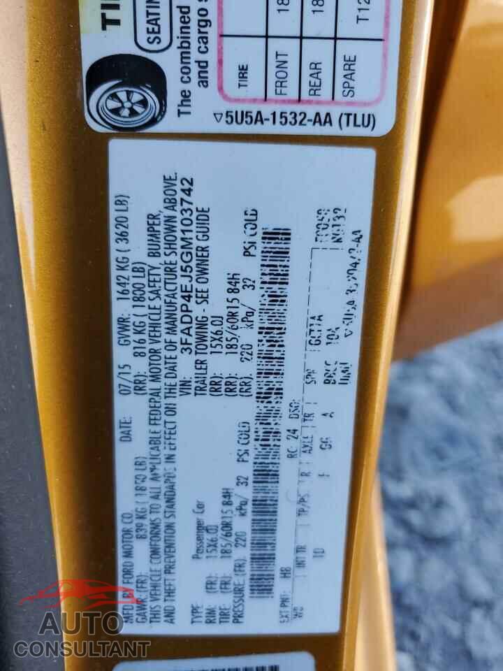 FORD FIESTA 2016 - 3FADP4EJ5GM103742