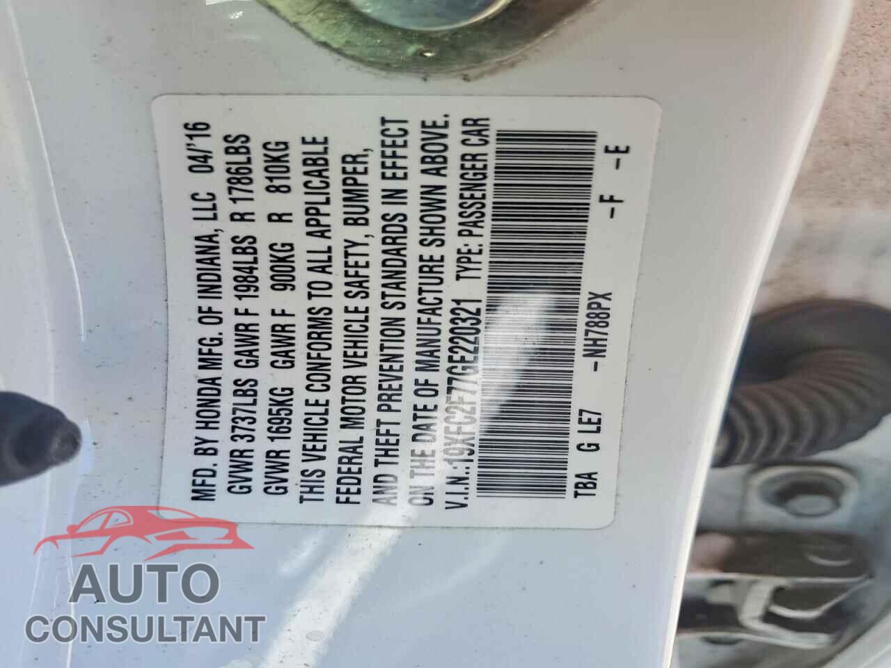 HONDA CIVIC 2016 - 19XFC2F77GE220321