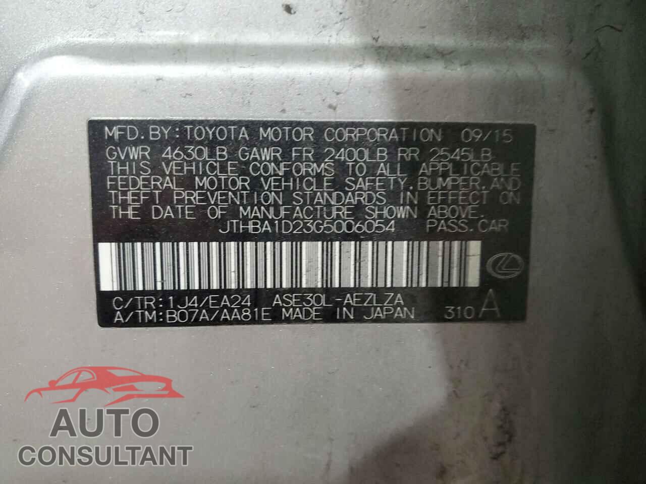 LEXUS IS 2016 - JTHBA1D23G5006054