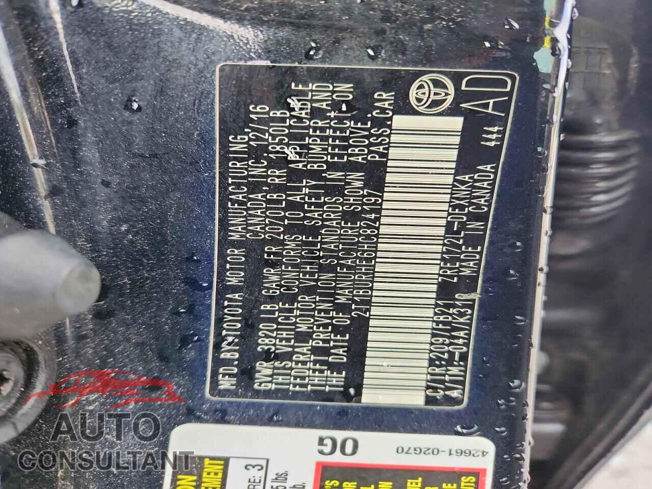 TOYOTA COROLLA 2017 - 2T1BURHE6HC824197