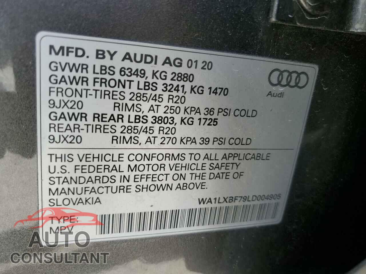 AUDI Q7 2020 - WA1LXBF79LD004905